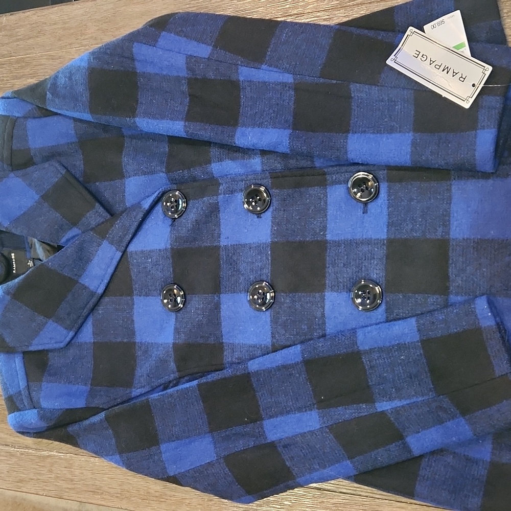 NWT Rampage Plaid Pea Coat